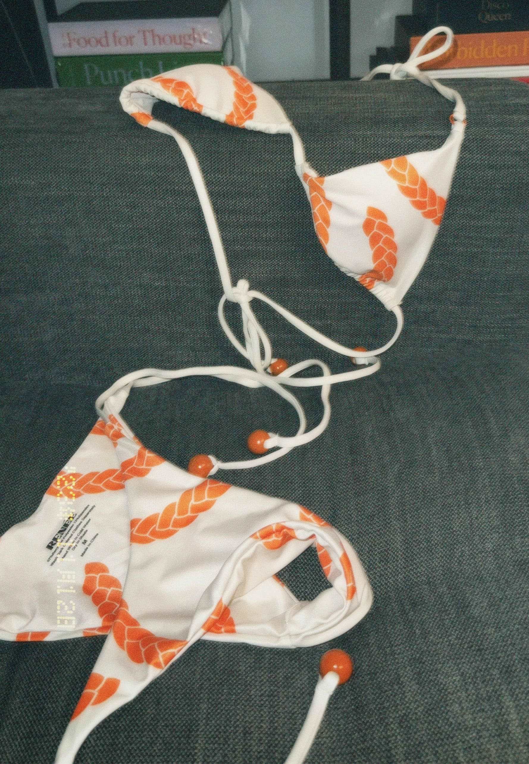 Orange Braid Print Bikini Bottom